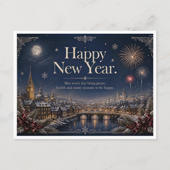 Gott nytt år  helg vykort (Framsida)