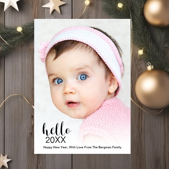 Gott nytt år Helgdag Fotomodern Hej 20XX Julkort (Skapare uppladdad)