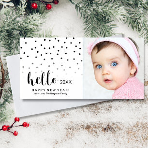 Gott nytt år Helgdag Photo Modern Dots Hej Julkort