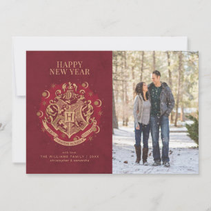 Gott nytt år HOGWARTS™ familjefoto Julkort