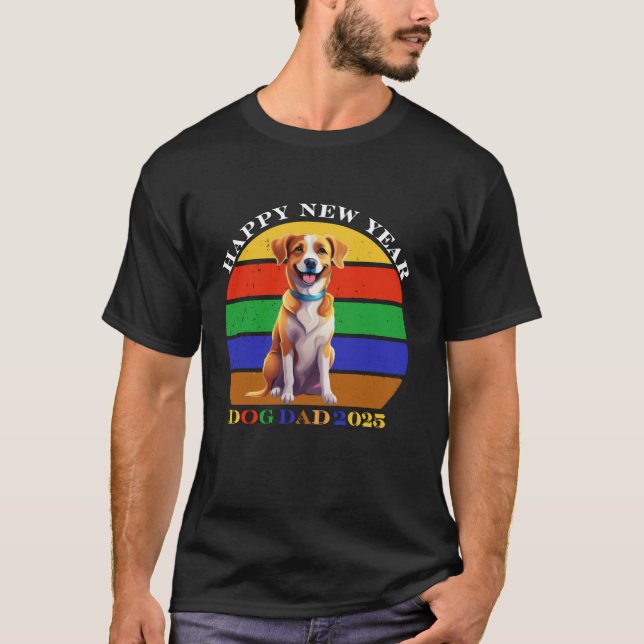 Gott nytt år ’hund pappa’ 2025 t shirt (Framsida)