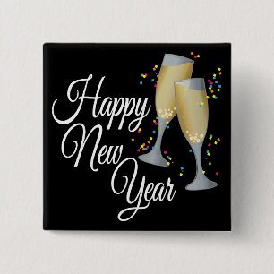 Gott nytt år I Champagne Glass Knapp