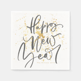 Gott nytt år i grått handskriven text pappersservett