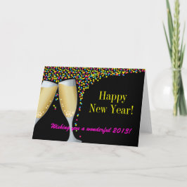 Gott nytt år I-hälsningskort för champagneglas Helgkort