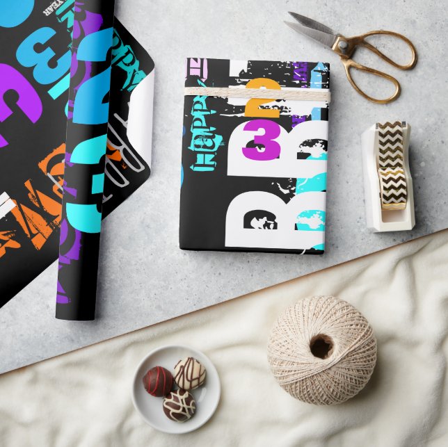 Gott nytt år i Pappra för radbrytning Presentpapper (Hantverk)