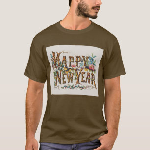 Gott Nytt År i Trädstammar, Ekollon och Blommor T Shirt