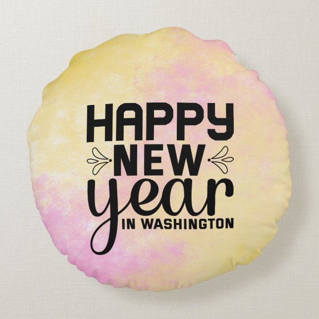 Gott nytt år i Washington-54688 Rund Kudde (Baksidan)