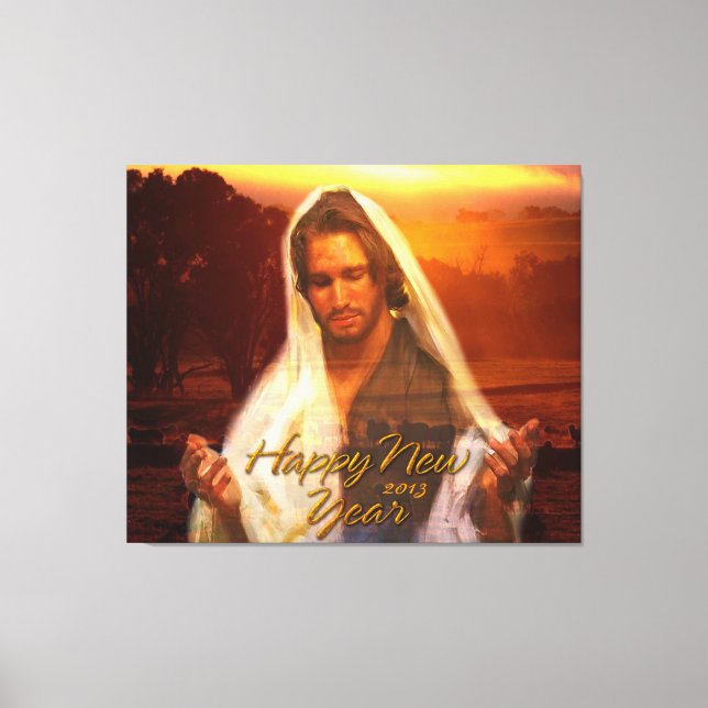 Gott Nytt År Jesus Wrapped Canvas (Framsida)