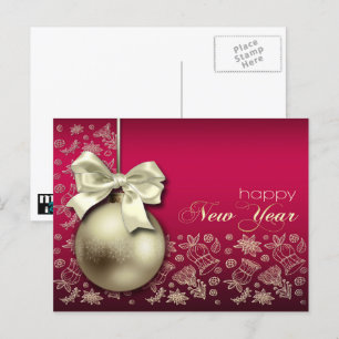 Gott nytt år. Jul Bauble Postcards Helg Vykort
