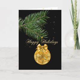 Gott Nytt År, julgran  gulddekorationer  Helgkort