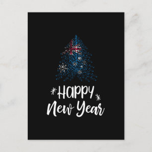 Gott nytt år Julgran med australiensisk flagga Helg Vykort