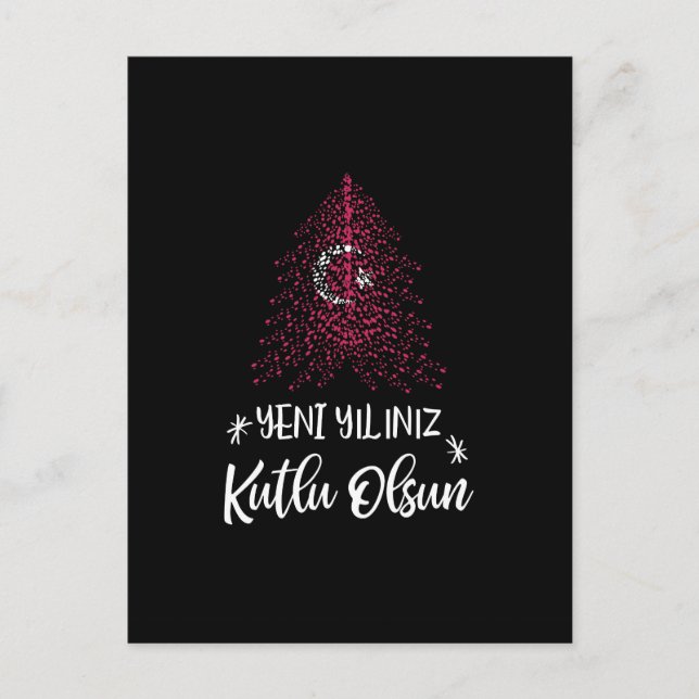 Gott nytt år Julgran med turkiska flagga Helg Vykort (Framsida)