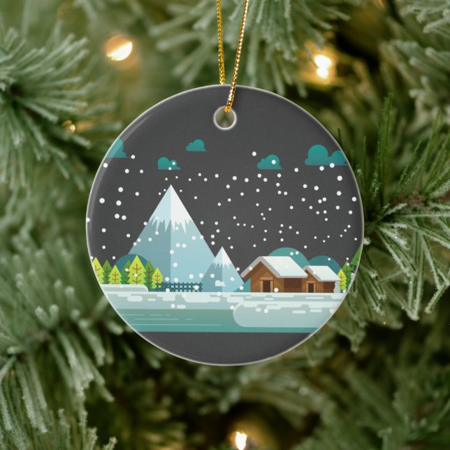 Gott nytt år julgransprydnad keramik (Träd)