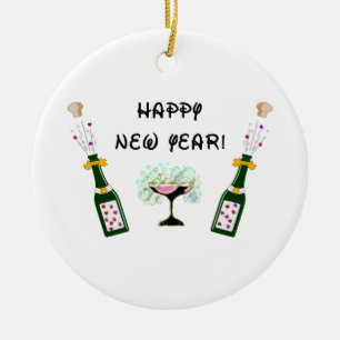 gott nytt år julgransprydnad keramik