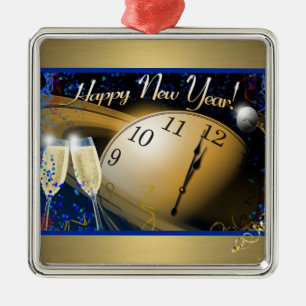 Gott nytt år julgransprydnad metall