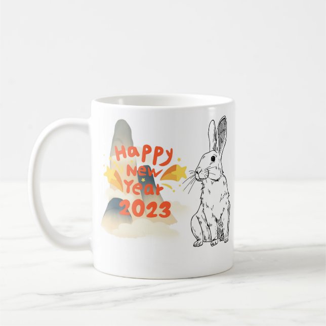 Gott nytt år kanin, 2023 kaffemugg (Vänster)