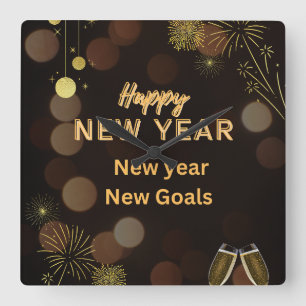 Gott nytt år Kast Kudd design.omedelbar nedladdnin Fyrkantig Klocka