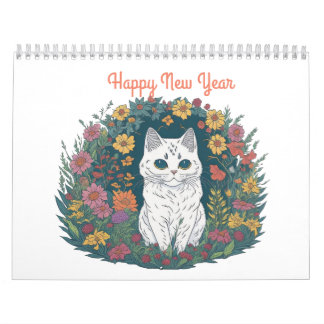 Gott Nytt År Katt Färgläggning Kalender