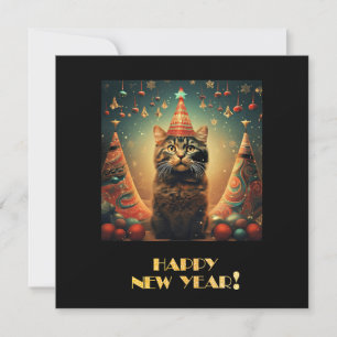 Gott Nytt År Katt Julkort