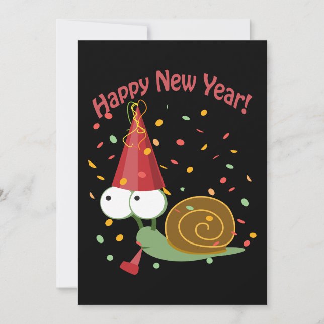 Gott Nytt År! Konfettisnigel Partyinbjudan Inbjudningar (Framsida)