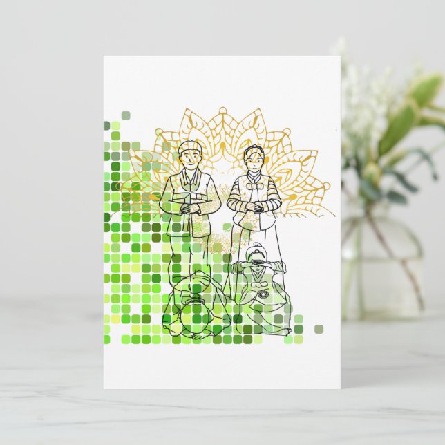 gott nytt år, koreansk traditionell kultur julkort (Stående Fram)