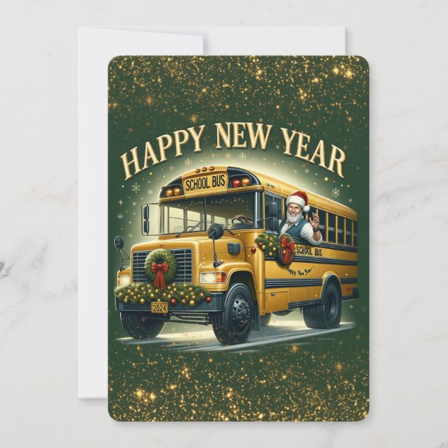 GOTT NYTT ÅR-KORT FÖR DRIVRUTINEN Buss (Framsida)