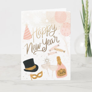 Gott nytt år-kort för elegant-ikonkort för kort