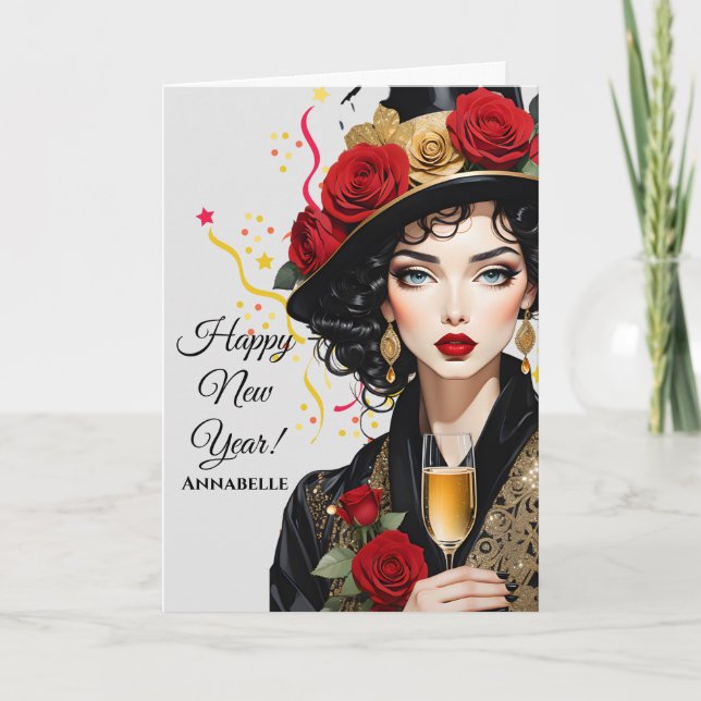 "Gott nytt år"-kort för påskrivet meddelande (Framsida)