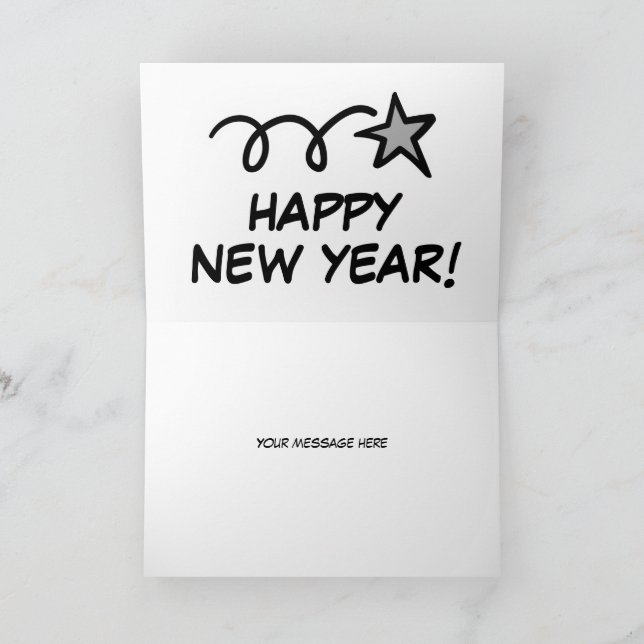 Gott nytt år-kort med stjärnfall kort (Inuti)
