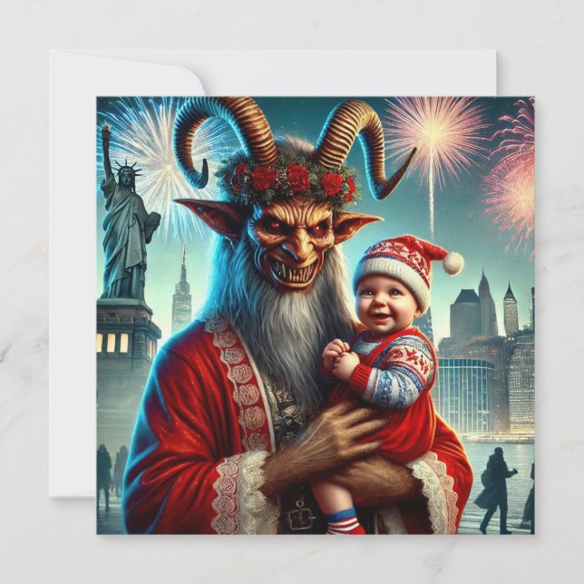Gott nytt år Krampus Julkort (Framsida)