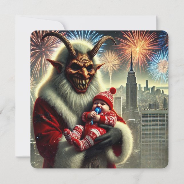 Gott nytt år Krampus Julkort (Framsida)