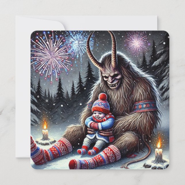 Gott nytt år Krampus Julkort (Framsida)