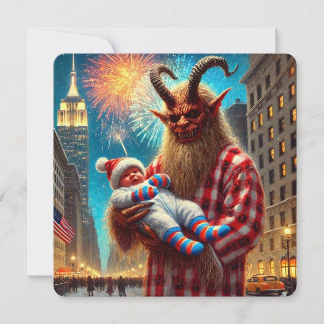 Gott nytt år Krampus Julkort (Framsida)