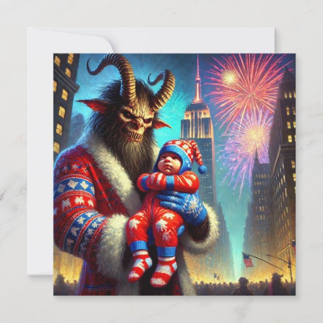 Gott nytt år Krampus Julkort (Framsida)
