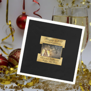 Gott nytt år Kväll Elegant Modern Black Guld Pappersservett