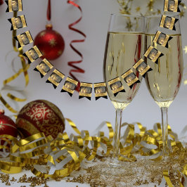 Gott nytt år Kväll Elegant Modern Black Guld Vimplar
