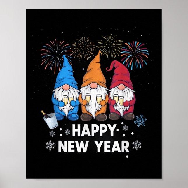Gott nytt år Kväll Party Gnomes Matching Family O Poster (Framsidan)