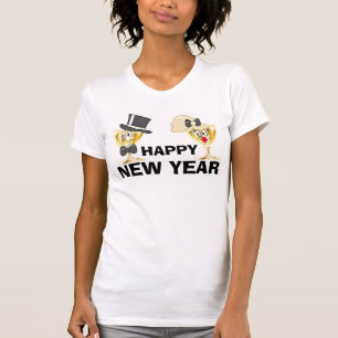 Gott nytt år/kvinna dräktkortärmad tee shirt