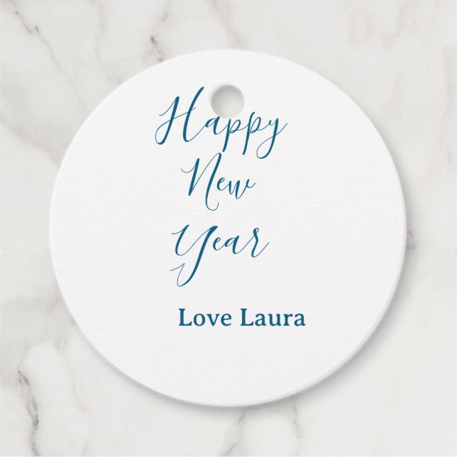 Gott nytt år lägg till namn kärlek blue minimum h gåvor etiketter (Framsida)