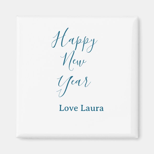 Gott nytt år lägg till namn kärlek blue minimum h magnet (Framsidan)