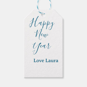 Gott nytt år lägg till namn kärlek blue minimum h presentetikett