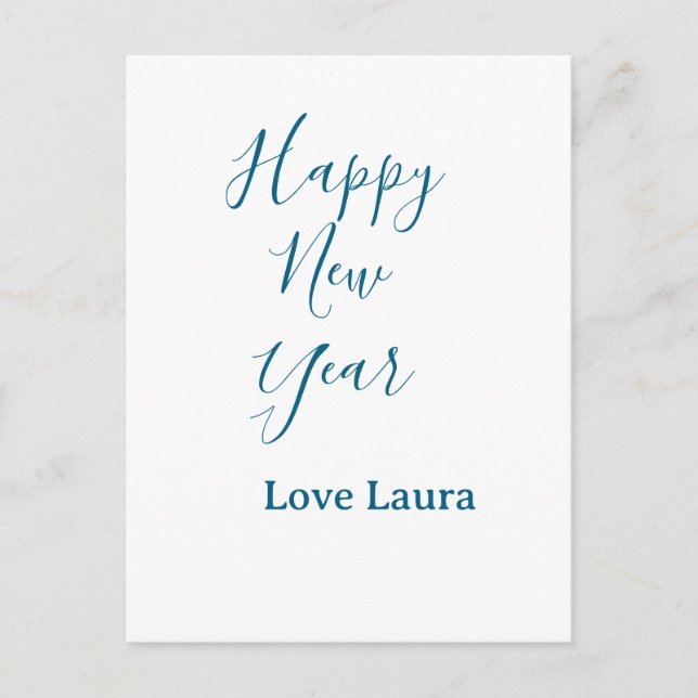 Gott nytt år lägg till namn kärlek blue minimum h vykort (Framsida)