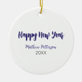 Gott nytt år lila Black add namn-år enkelt Julgransprydnad Keramik