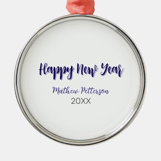 Gott nytt år lila Black add namn-år enkelt Julgransprydnad Metall (Framsidan)