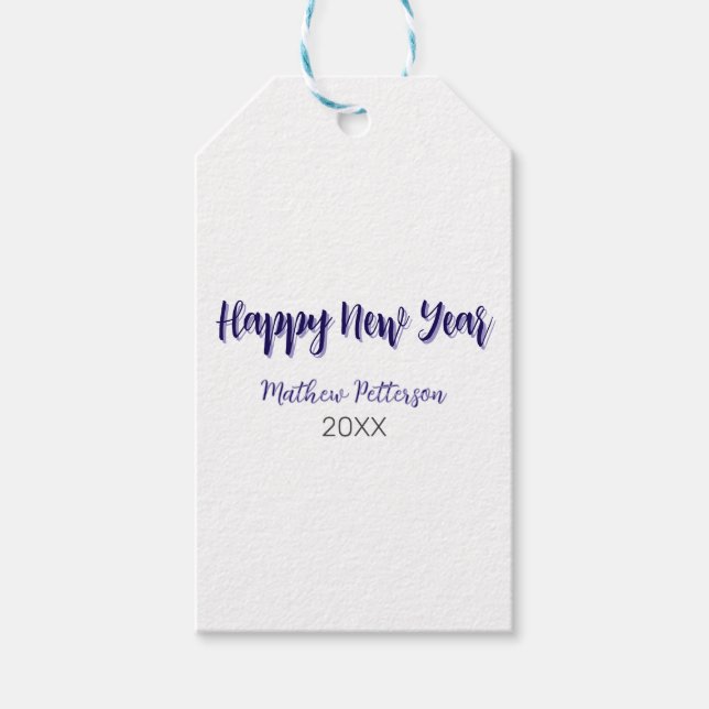 Gott nytt år lila Black add namn-år enkelt Presentetikett (Framsidan)