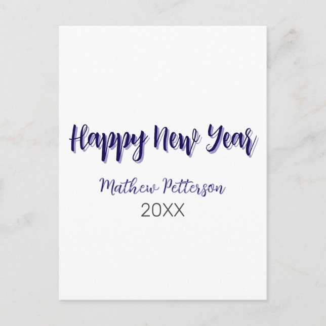 Gott nytt år lila Black add namn-år enkelt Vykort (Framsida)