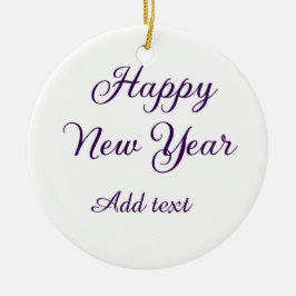 Gott nytt år lila kalligrafi enkel minimal  julgransprydnad keramik