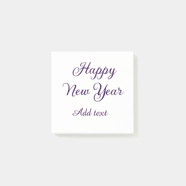 Gott nytt år lila kalligrafi enkelt minimalt post-it block (Framsida)