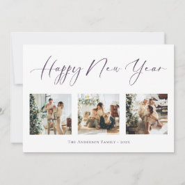 Gott nytt år Lila Multi Photo Collage Julkort
