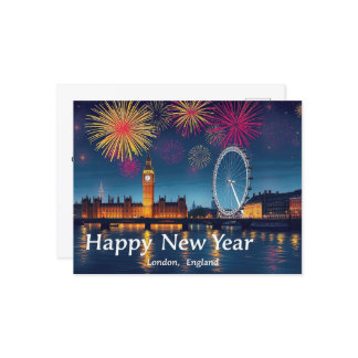 Gott nytt år London Fireworks Over Big Ben Vykort